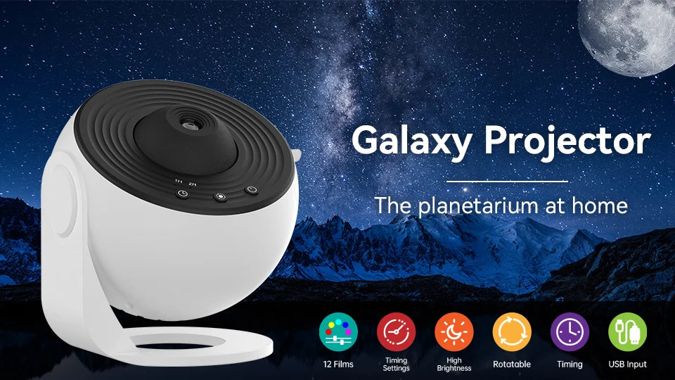 Proyector de galaxias con luz nocturna, proyector de cielo estrellado, lámpara de planetario giratoria de 360° para dormitorios, regalo de decoración de habitaciones y fiestas