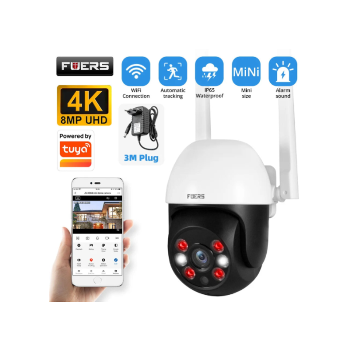 Cámara IP Fuers de 5MP, 8MP y 10MP para exteriores, seguridad del hogar, compatible con Tuya Smart Auto Tracking, detección de personas y video vigilancia WIFI.