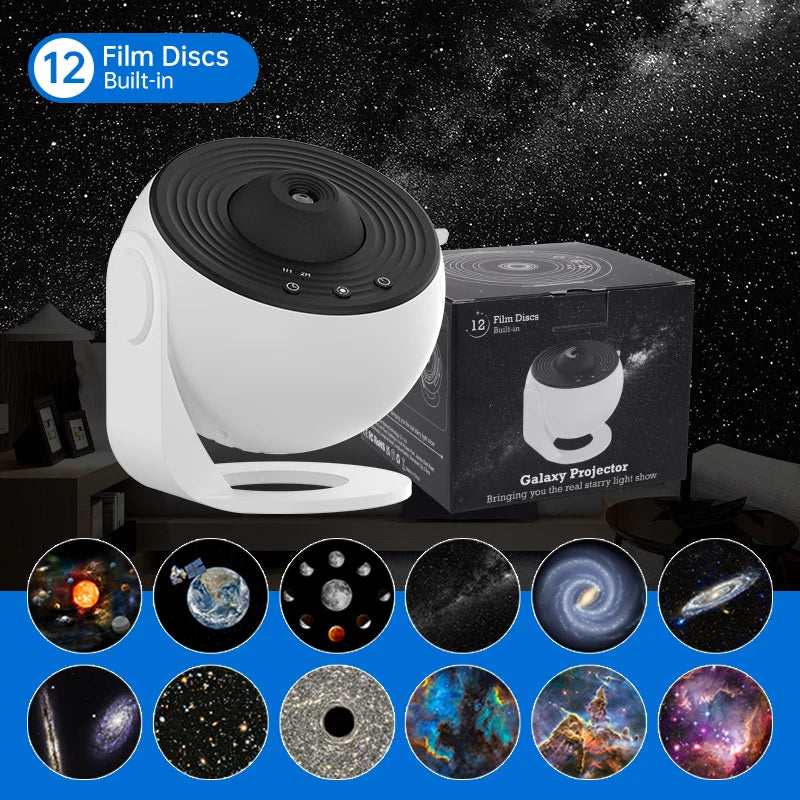 Proyector de galaxias con luz nocturna, proyector de cielo estrellado, lámpara de planetario giratoria de 360° para dormitorios, regalo de decoración de habitaciones y fiestas