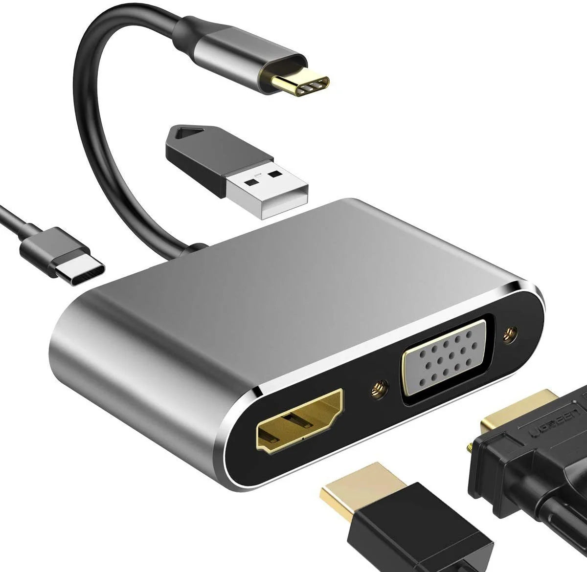HUB multifunción 11 en 1 USB C Adaptador multipuerto HDTV 4K 30Hz 4 Hub USB 3.0 AUX de 3,5 mm Estación de acoplamiento de 11 puertos para divisor de portátil