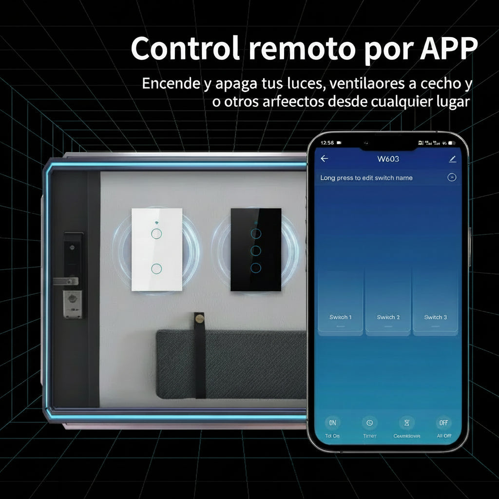 Interruptor Wifi y Zigbee TNCE Tuya US, 1/2/3 interruptores, botón de pared para control de luz LED sin neutro/cable, control por voz inteligente con Alexa y Google Home.