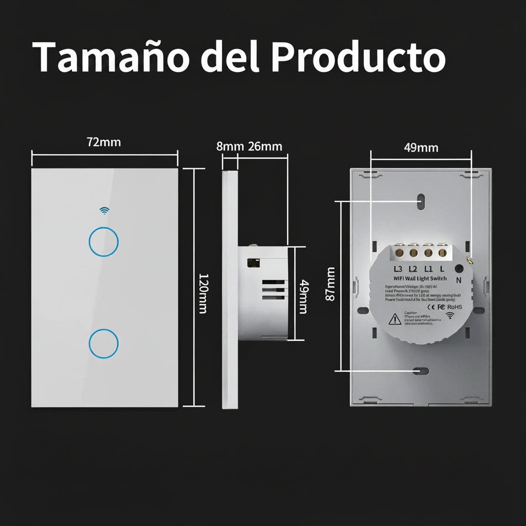 Interruptor Wifi y Zigbee TNCE Tuya US, 1/2/3 interruptores, botón de pared para control de luz LED sin neutro/cable, control por voz inteligente con Alexa y Google Home.