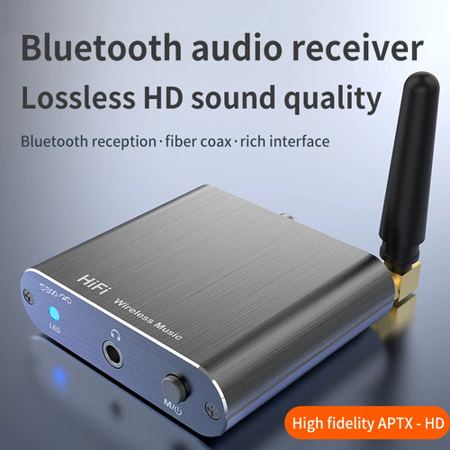 Adaptador de audio estéreo HiFi inalámbrico CSR con Bluetooth 5.2 y AptX-HD; compatible con conexiones coaxial y de fibra óptica, y AptX-LL; para auriculares, televisores y amplificadores.