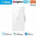 Interruptor Wifi y Zigbee TNCE Tuya US, 1/2/3 interruptores, botón de pared para control de luz LED sin neutro/cable, control por voz inteligente con Alexa y Google Home.