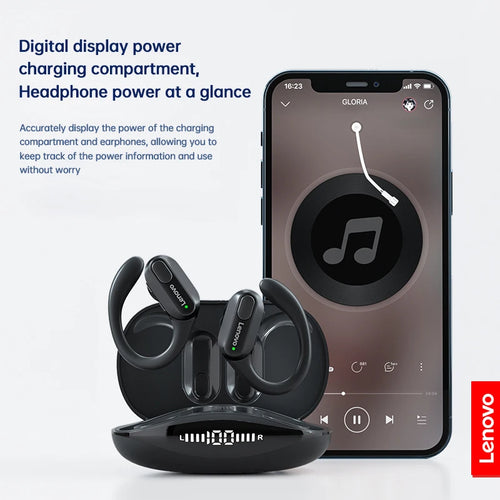 Auriculares inalámbricos deportivos Lenovo XT80 originales con micrófono, indicador LED de batería, sonido estéreo Hi-Fi, Bluetooth 5.3 TWS.