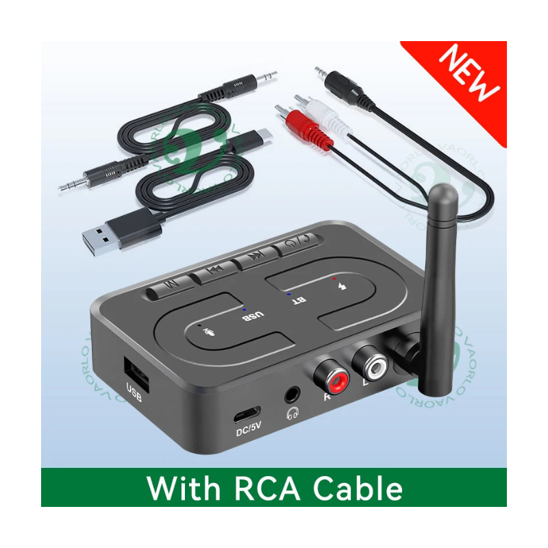 Receptor de audio Bluetooth 6.0 con entrada AUX de 3,5 mm y RCA, micrófono, adaptador inalámbrico estéreo HIFI, compatible con USB y U-Disk para amplificador de altavoces de coche