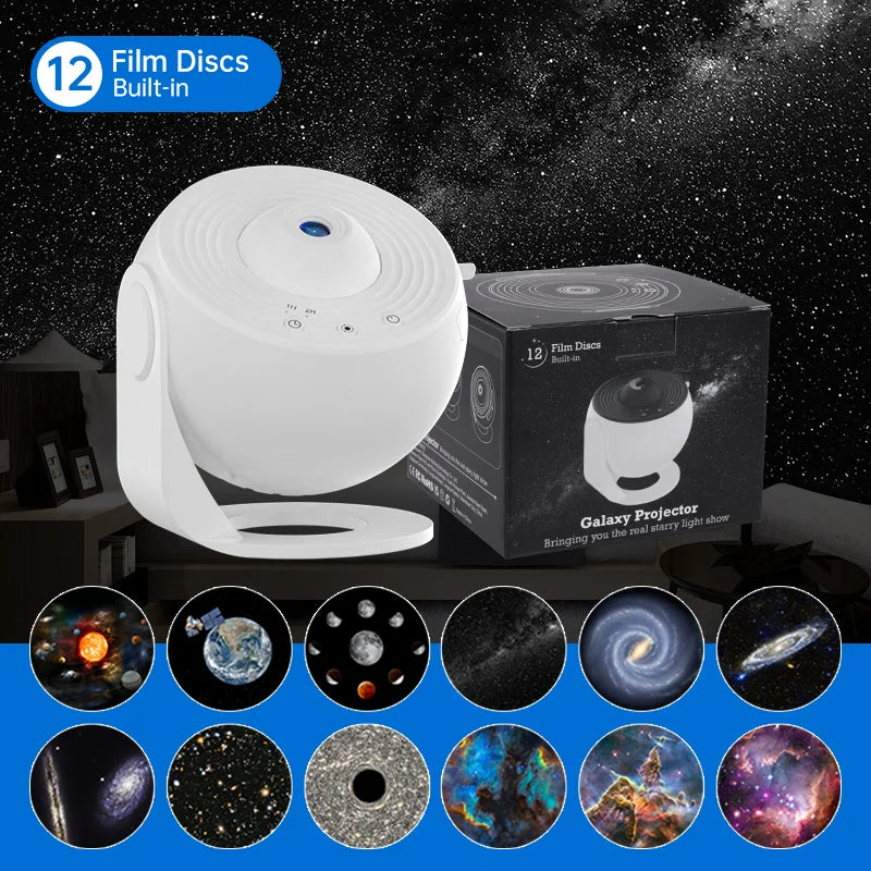 Proyector de galaxias con luz nocturna, proyector de cielo estrellado, lámpara de planetario giratoria de 360° para dormitorios, regalo de decoración de habitaciones y fiestas