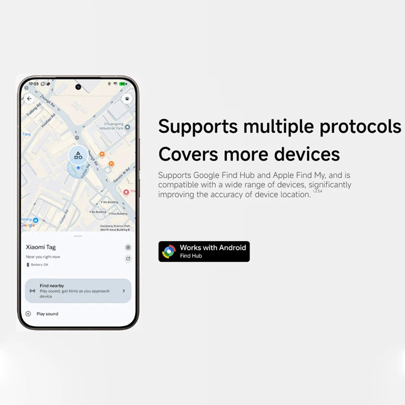 Localizador inteligente Xiaomi Tag Tracker, dispositivo anti pérdida, versión global, compatible con Apple Find My y Google Android Find Hub, Bluetooth 5.4.