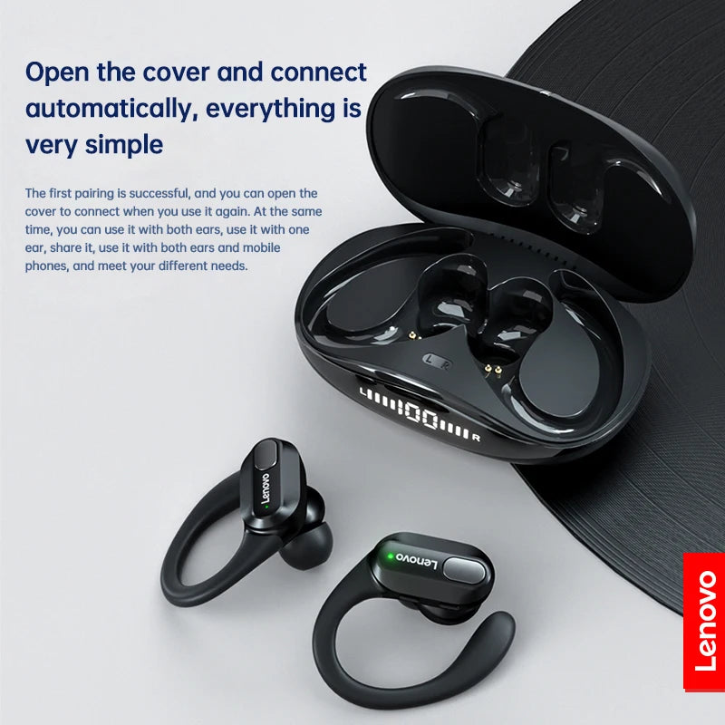 Auriculares inalámbricos deportivos Lenovo XT80 originales con micrófono, indicador LED de batería, sonido estéreo Hi-Fi, Bluetooth 5.3 TWS.