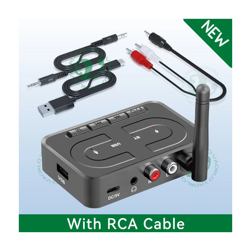 Receptor de audio Bluetooth 6.0 con entrada AUX de 3,5 mm y RCA, micrófono, adaptador inalámbrico estéreo HIFI, compatible con USB y U-Disk para amplificador de altavoces de coche