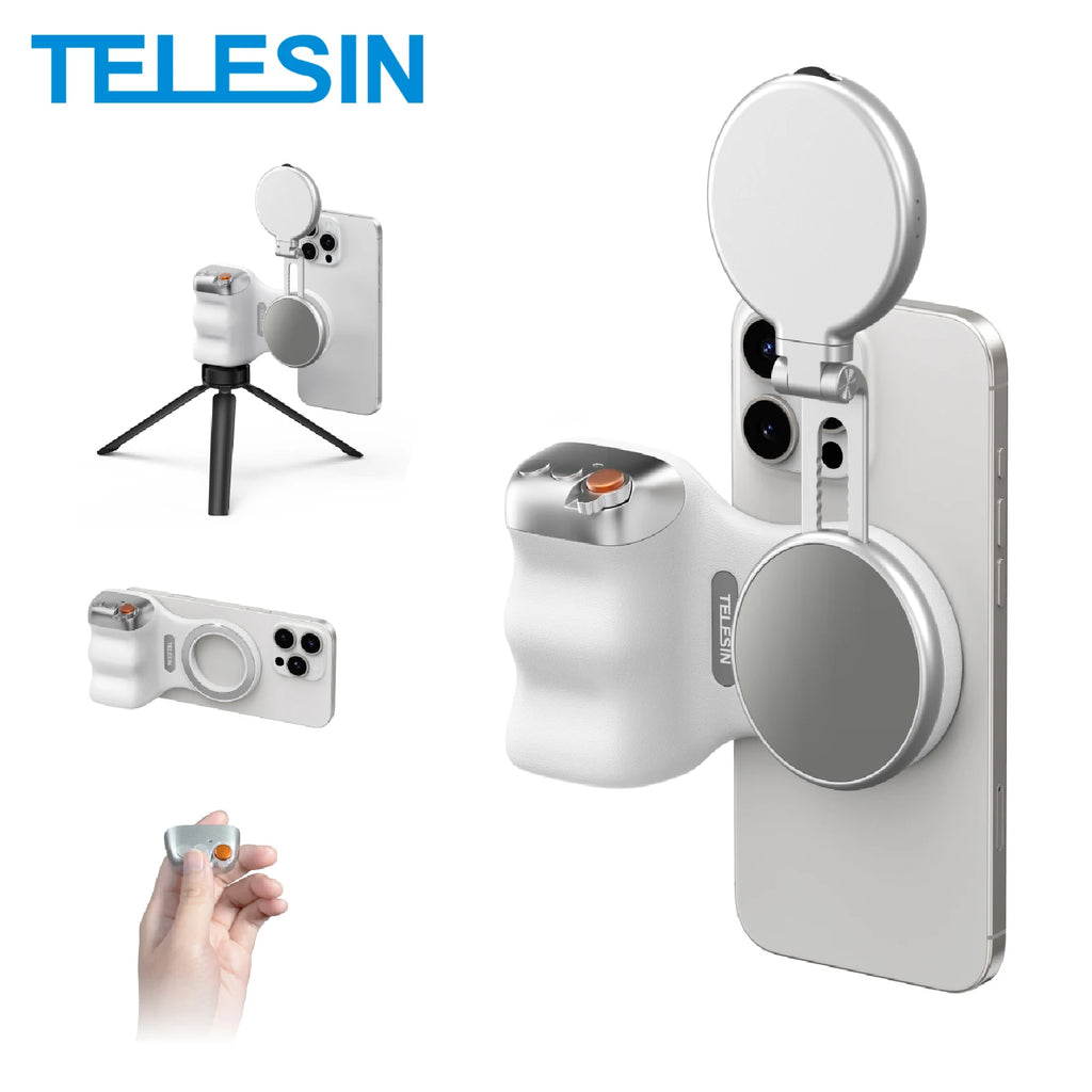 Empuñadura magnética para cámara de teléfono TELESIN, soporte para Smartphone con control remoto, para iPhone y Android.