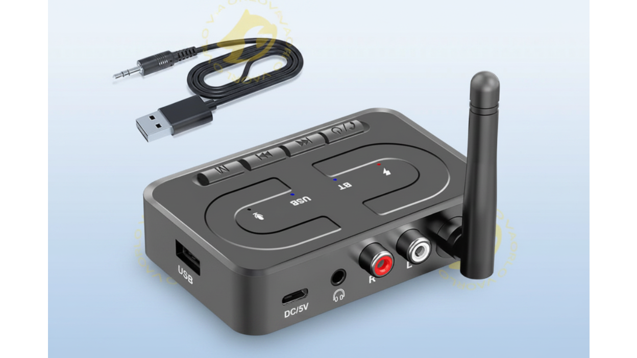 Receptor de audio Bluetooth 6.0 con entrada AUX de 3,5 mm y RCA, micrófono, adaptador inalámbrico estéreo HIFI, compatible con USB y U-Disk para amplificador de altavoces de coche