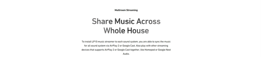 Reproductor de audio inalámbrico Arylic LP10 AirPlay 2 | Spotify Connect /Google Cast,/TIDAL | Preamplificador Bluetooth WiFi con USB y entrada óptica