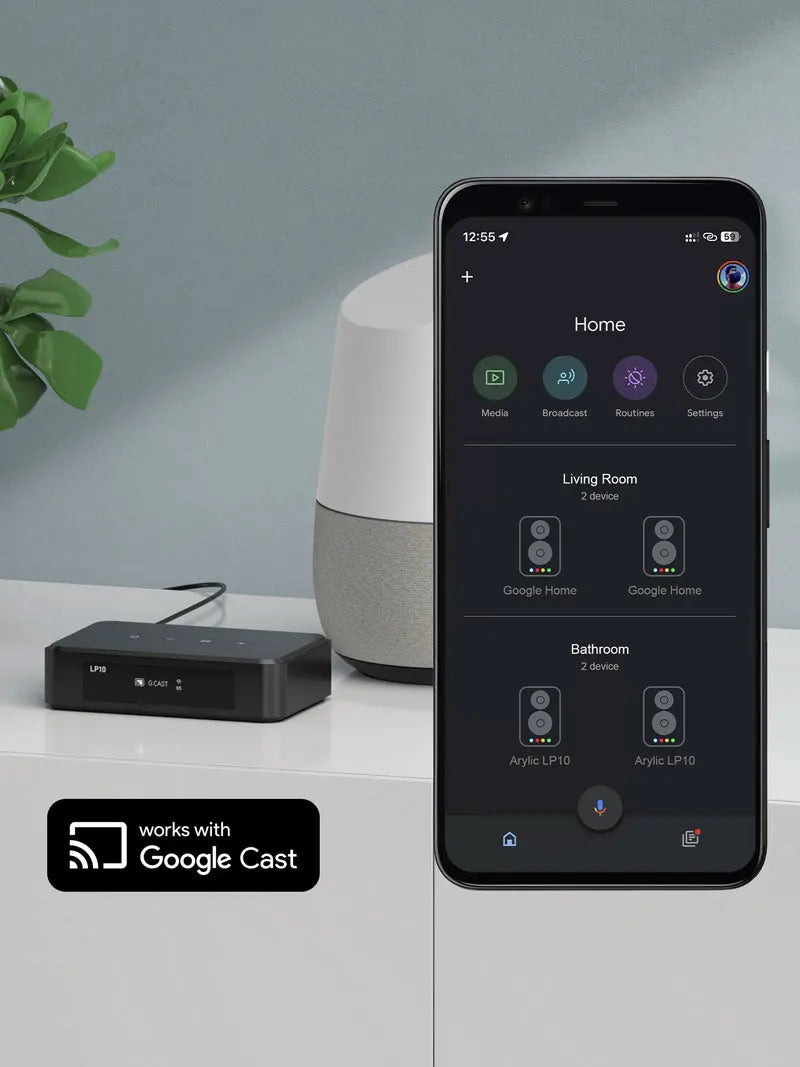 Reproductor de audio inalámbrico Arylic LP10 AirPlay 2 | Spotify Connect /Google Cast,/TIDAL | Preamplificador Bluetooth WiFi con USB y entrada óptica
