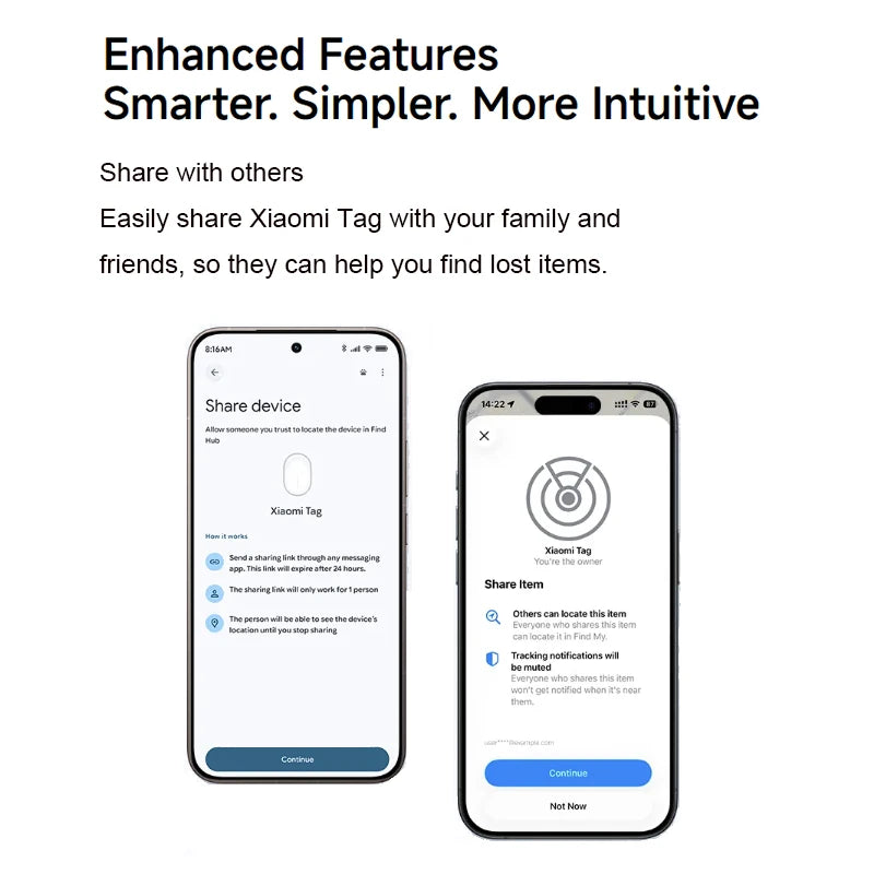 Localizador inteligente Xiaomi Tag Tracker, dispositivo anti pérdida, versión global, compatible con Apple Find My y Google Android Find Hub, Bluetooth 5.4.