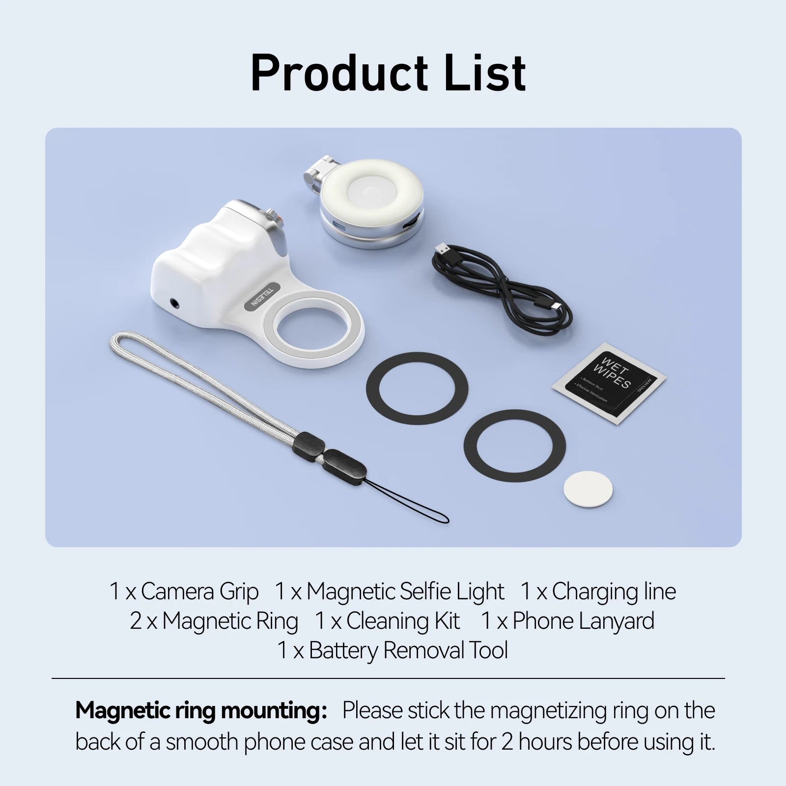 Empuñadura magnética para cámara de teléfono TELESIN, soporte para Smartphone con control remoto, para iPhone y Android.