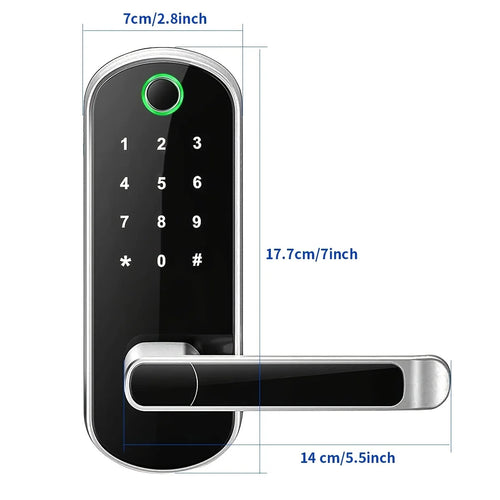 Cerradura inteligente con huella dactilar, control remoto mediante aplicación, sin llave, WIFI, pantalla táctil digital, NFC, IP67, resistente al agua, con 2 tarjetas IC.